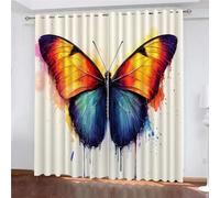 Tende Oscuranti Camera da Letto con Occhielli, 3D Stampa Farfalla colorata dei graffiti Pittura a olio Tende Oscuranti Termiche Isolanti per Soggiorno Moderne Decorazione Finestre 234 x 230 cm