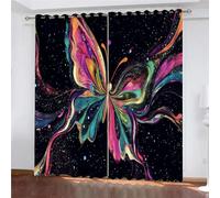 Tende Oscuranti Camera da Letto con Occhielli, 3D Stampa Farfalla colorata dei graffiti Pittura a olio Tende Oscuranti Termiche Isolanti per Soggiorno Moderne Decorazione Finestre 234 x 230 cm