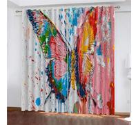 Tende Oscuranti Camera da Letto con Occhielli, 3D Stampa Farfalla colorata dei graffiti Pittura a olio Tende Oscuranti Termiche Isolanti per Soggiorno Moderne Decorazione Finestre 234 x 230 cm