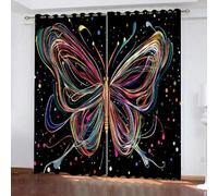 Tende Oscuranti Camera da Letto con Occhielli, 3D Stampa Farfalla colorata dei graffiti Pittura a olio Tende Oscuranti Termiche Isolanti per Soggiorno Moderne Decorazione Finestre 220 x 210 cm