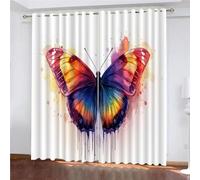Tende Oscuranti Camera da Letto con Occhielli, 3D Stampa Farfalla colorata dei graffiti Pittura a olio Tende Oscuranti Termiche Isolanti per Soggiorno Moderne Decorazione Finestre 140 x 260 cm