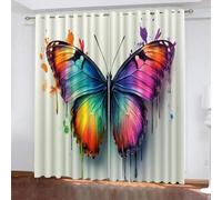 Tende Oscuranti Camera da Letto con Occhielli, 3D Stampa Farfalla colorata dei graffiti Pittura a olio Tende Oscuranti Termiche Isolanti per Soggiorno Moderne Decorazione Finestre 220 x 210 cm