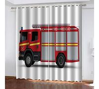 Tende Oscuranti Camera Da Letto Tenda Oscurante Termica Isolante Tende Con Anelli 3D Stampa Di Camion Dei Pompieri Motivo Decorazione Da Finestre Per Soggiorno 2 Pannelli Fatto Su Misuracm(LxA)