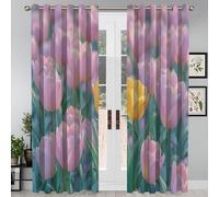 Tende Oscuranti Campo Tulipani Rosa Fiori E Piante Da Sogno 2 Pezzi Con Occhielli Per La Camera Da Letto, Il Soggiorno E La Sala Da Pranzo, Rosa, 140L X 260A Cm