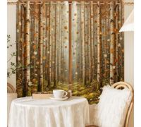 Tende oscuranti con alberi di betulla, con foglie rustiche e foresta, lavabili in lavatrice, per camera da letto, cameretta dei bambini, 132 x 137 cm