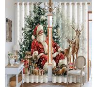 Tende oscuranti con Babbo Natale, renne natalizie, colore rosso, isolamento termico, per camera da letto e soggiorno, decorazione per finestre, 132 x 213 cm