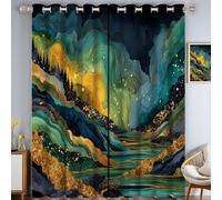Tende Oscuranti Con Design Astratto Vortice, 200 x 260 cm Tende Forate Oscuranti Lusso Natura E Insonorizzate Set Da 2 Pezzi, Per Camera Da Letto (Blu Ciano)