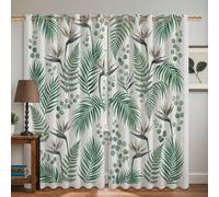 Tende oscuranti con felce, palma tropicale botanica e uccello del paradiso, senza pieghe, per camera da letto e camera dei bambini, 132 x 160 cm