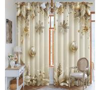 Tende oscuranti con fiocchi di neve, eleganti tende invernali con foglie e stelle natalizie dorate, lavabili in lavatrice, per soggiorno, casa, ufficio, decorazione per finestre, 132 x 213 cm