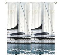 Tende oscuranti con occhielli, 2 pannelli, 132,1 x 213,4 cm, tende isolate | Parole strisce yacht stampato soggiorno tende per soggiorno camera da letto Decor