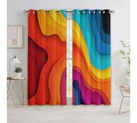 Tende Oscuranti con Occhielli per Ragazze Ragazz Giallo Arancio, Tenda Termicamente Isolante Moderno Astratto Consistenza Onde per Soggiorno Camera da Letto Bambini 2 Pannelli 91.5 x 214 cm (L x A)