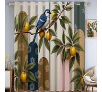 Tende Oscuranti Con Stampa 3D, Geometrico Arte Ramo D'Ulivo Uccello, 117L x 183A cm Tende Insonorizzate Set da 2 Pezzi Con Occhielli, Per Camera da Letto, Cameretta dei Bambini, Multicolore