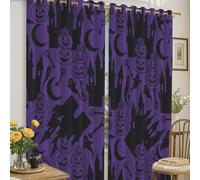 Tende oscuranti con zucche, fantasiosi castelli, fantasiosi, Halloween, viola, pannelli termici per finestre, per appartamento, soggiorno, camera da letto, 132 x 160 cm