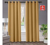 Tende oscuranti extra larghe, isolate termicamente, con occhielli, ignifughe, per camera da letto e soggiorno, 387 x 239 cm (1 pannello), colore rovere massiccio