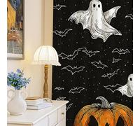 Tende oscuranti fantasma, fantasiose tende per Halloween, pipistrello, zucca, Halloween, senza pieghe, blocco della luce, per appartamento, soggiorno, camera da letto, 132 x 239 cm