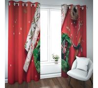 Tende oscuranti festive rosse per la decorazione della camera da letto Scena di avvolgimento elegante natalizia Tende termiche per finestre per vacanze moderne per la famiglia 2x B140 x H270 cm