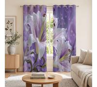 Tende Oscuranti Frammenti Di Diamante Gigli Viola per Interni 2 Pannelli 140 x 260 cm Con Occhielli, Tenda Termiche Isolanti Fiori Da Sogno E Bellissimi per Camera Da Letto, Soggiorno, Viola