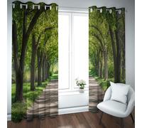 Tende oscuranti Green Boulevard per camera da letto Isolamento termico Summer Tree Avenue Sentiero nella foresta Paesaggio naturale Tende per finestre insonorizzate 2 pannelli (W132xL160cm ciascuno)
