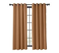 Tende oscuranti ignifughe, 254 x 259 cm, pannelli isolanti termici con occhielli in bronzo antico, elegante colore nocciola per un blocco della luce superiore e un risparmio energetico