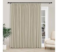 Tende oscuranti in lino, extra larghe, 304,8 x 243,8 cm, per porte scorrevoli, camera da letto e soggiorno, stile fattoria, con fermatenda, 1 pannello