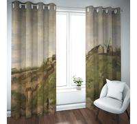 Tende oscuranti in stile rurale La collina di Montmartre con tende termicamente isolate da cava di pietra per il soggiorno Dipinti famosi 2 pannelli (W132xL183cm ciascuno)