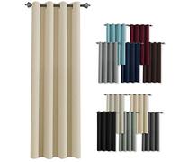 Tende oscuranti isolanti termiche, lavabili, in lino, per camera da letto e soggiorno, 200 x 205 cm, a risparmio energetico e bloccano la luce, colore: beige