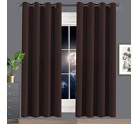 Tende oscuranti isolate termicamente 120 x 120 cm, in lino, riduzione del rumore, lavabili, per la decorazione della camera da letto, colore marrone, risparmio energetico, miglioramento della privacy