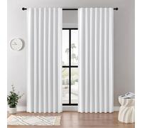 Tende oscuranti Joydeco in finto lino per camera da letto, bianche, 233 cm di lunghezza, 100% oscuranti, solide, con isolamento termico, decorazi