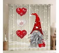 Tende oscuranti natalizie per camera da letto, motivo: gnomo di Babbo Natale, per ragazzi, ragazze e bambini, tende oscuranti con cuori carini (30% -50%) Happy New Year, tendaggi per finestre, 132 x