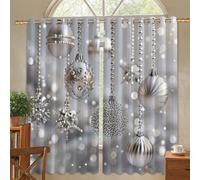 Tende oscuranti ornamentali, eleganti decorazioni natalizie a forma di fiocco di neve, color argento, lavabili in lavatrice, per finestre da ufficio, 106 x 114 cm