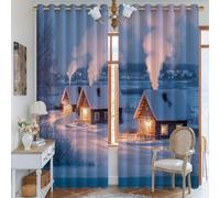 Tende oscuranti per cabina, per l'inverno, accoglienti, con neve, fumo invernale, senza pieghe, per camera da letto e camera dei bambini, 132 x 213 cm