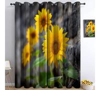 Tende Oscuranti per Camera da Letto 140L x 245A cm 2 Pannelli, Tende con Stampa di Rocce Piante Girasoli Fiori, Tenda Fotografia Naturalistica per Decorare la Camera dei Bambini e il Soggiorno