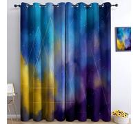 Tende oscuranti per camera da letto 140L x 260A cm 2 pannelli, tende con stampa di Nebulosa galassia triangoli e cerchi - tenda Stile sognante per decorare la camera dei bambini e il soggiorno