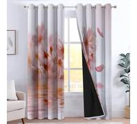 Tende oscuranti per camera da letto 140L x 260A cm 2 pannelli, tende con stampa di piante fiori fiori di ciliegio - tenda fotografia naturalistica per decorare la camera dei bambini e il soggiorno