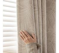 Tende oscuranti per camera da letto, 2 pannelli, 86,4 x 213,4 cm, con occhielli sulla parte superiore, design a foglia di cactus, in morbido tessuto di ciniglia, lunghezza lunga, ideali per bloccare