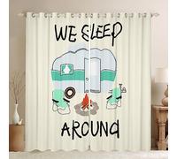 Tende oscuranti per camera da letto, 30% -50% - 50%, tende oscuranti per camper e campeggio, tende per finestre con cartoni animati, campeggio, auto, colore bianco, tendaggi per finestre 132 x 228 cm