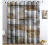 Tende Oscuranti per Camera da Letto 70L x 160A cm 2 Pannelli, Tende con Stampa di Rettangolo Piastrella Muro Geometria, Tenda Realismo per Decorare la Camera dei Bambini e il Soggiorno