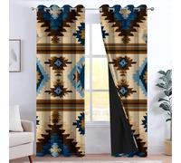 Tende oscuranti per camera da letto 70L x 160A cm 2 pannelli, tende con stampa di tradizionale tribù geometrico a strisce - tenda stile americano per decorare la camera dei bambini e il soggiorno