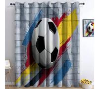 Tende oscuranti per camera da letto 75L x 166A cm 2 pannelli, tende con stampa di pallone calcio geometria schizzi, tenda illustrazione digitale per decorare la camera dei bambini e il soggiorno