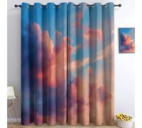 Tende Oscuranti per Camera da Letto 75L x 166A cm 2 Pannelli, Tende con Stampa di Romanticismo Tramonto Nuvole Fotografia, Tenda Stile Da Sogno per Decorare la Camera dei Bambini e il Soggiorno
