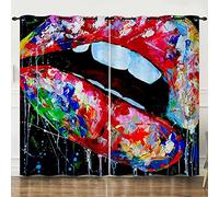 Tende oscuranti per camera da letto squisite, arte astratta dei graffiti delle labbra 67x79 pollici Tende oscuranti per bambini con isolamento termico, tende 3D trasparenti, adatte per soggiorno, came