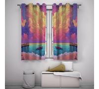 tende oscuranti per camera da letto tende da spiaggia sull'oceano Paesaggio da sogno Telo oscurante per la privacy con isolamento termico per soggiorno 2x B117 x H183 cm