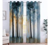 Tende Oscuranti per Cameretta Bambini, Tenda Termica con Occhielli in Modello Pittura a inchiostro sogno nebbia bosco, 234 x 138 cm per Interni