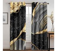 Tende oscuranti per finestre moderne e di lusso in marmo, design con stampa oro blu, per soggiorno, camera da letto, 140 x 280 cm x 2 (L x A)