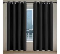 Tende Oscuranti per Interni 120 x 170 cm Opaca Termica Isolante Tende Camera da Letto Soggiorno Moderne per Interni Finestre con Anelli, Nero