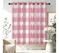 Tende Oscuranti per Interni 2 Pannelli 140x240 cm con Occhielli, Tende Plaid Rosa Stampate Simpatico Cuore D'amore per Camera da Letto, Soggiorno, Termiche Isolanti A-3106