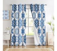 Tende Oscuranti per Interni 2 Pezzi 140x240cm,Tenda Fiocchi Di Neve Ad Acquerello Modello Simmetrico per Soggiorno,Tende Coprente Termiche Isolanti Interno con Anelli,Tenda Oscurante Finestra