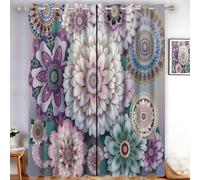 Tende Oscuranti Per Interni 2 Pezzi 70L X 160A Cm, Tende Termiche Fiori Selvatici E Libellule Per Soggiorno E Camera, Tenda Oscuranti Con Anelli Di Sospensione Stile Country Bianco