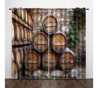 Tende Oscuranti per Interni Botte di Vino D'annata Stampate in 3D 2 Pezzi 75x166 cm Cantina di Campagna Tende Termiche Isolanti con Occhielli per Finestre Piccole Cameretta Bambini Cucina B/803