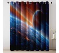 Tende Oscuranti per Interni con Occhielli, Blu Scuro Isolamento Termico Opache Tende con Fantasy Universo Spazio - Set di 2 Pannelli per Soggiorno e Camera da Letto 117 L x 183 A cm